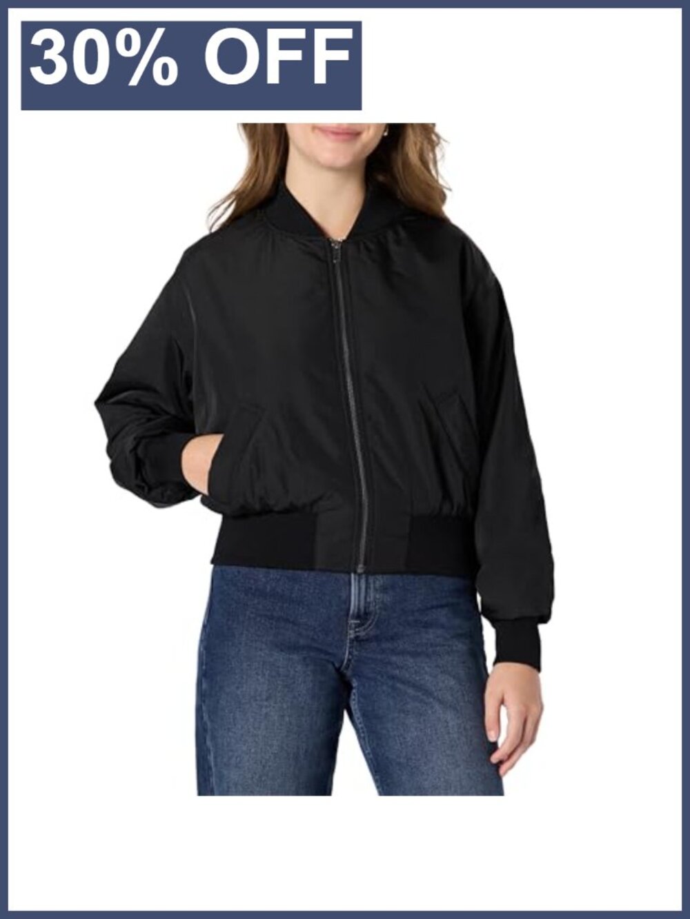 Women's Relaxed Fit Denim Bomber Jacket Stretch Water Repellent